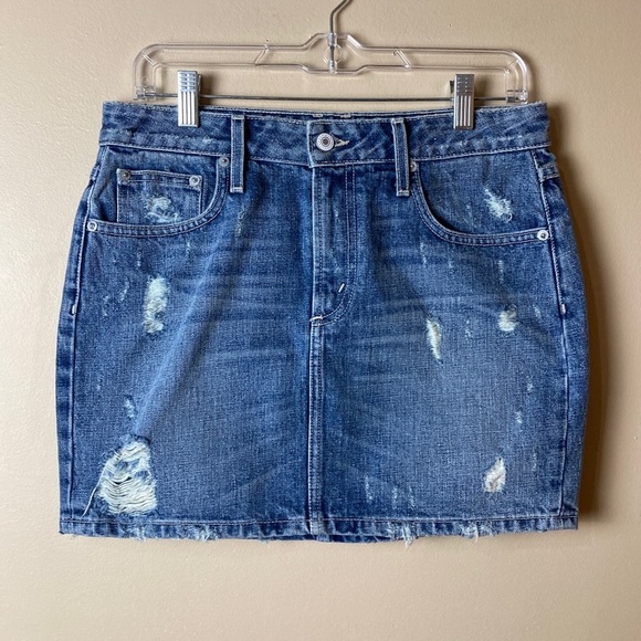 Tularosa Aubrey Distressed Denim Mini Skirt - Picture 4 of 10